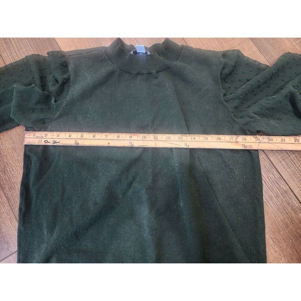 CeCe Green Long Lace Sleeve Blouse size Large - Picture 6 of 6
